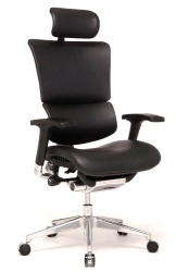 Ортопедическое компьютерное кресло «Черная кожа»